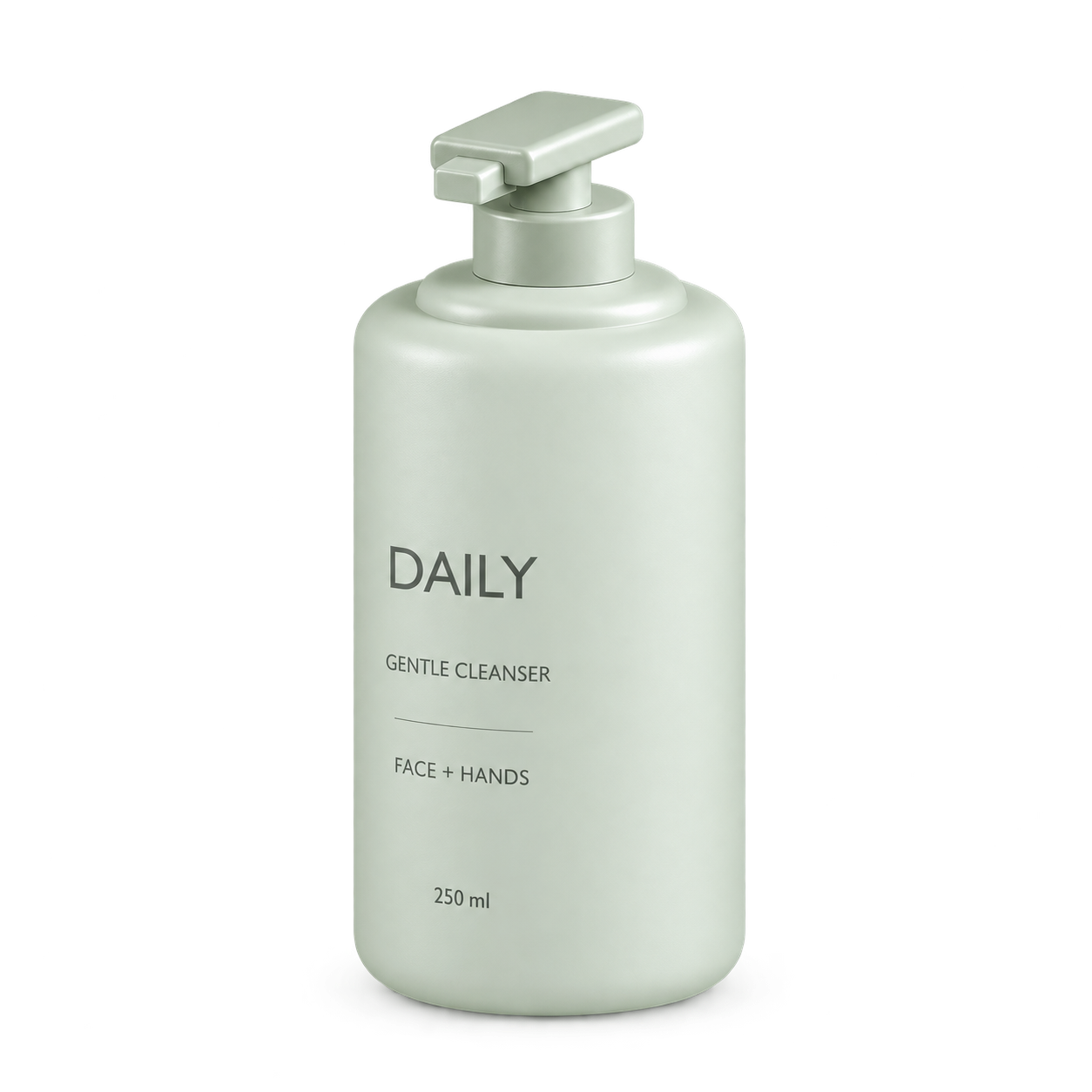 Illustrated pale green cleanser bottle